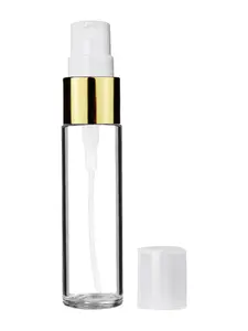 Cylinder Clear Glass Bottle with Sprayer-9ml(Multiple Trims): Shiny Gold