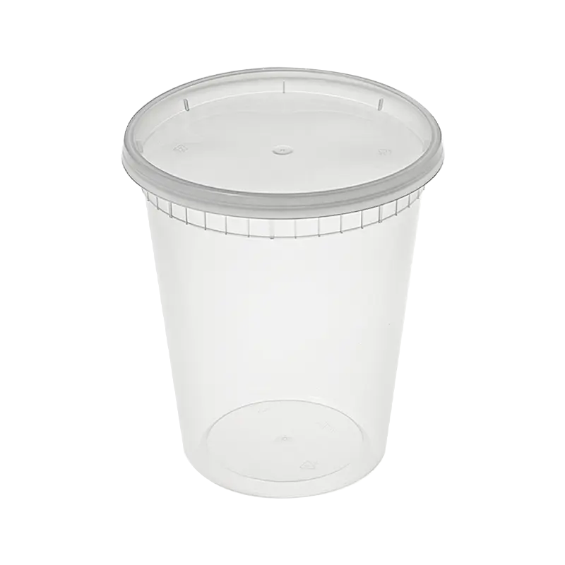 Custom Cup Factory 32OZ Premium Food Grade Durable PP Injection Plastic Deli Containers & Lids - 240 Sets/Case, Microwavable, Disposable Pack for Food Storage, Disposable Plates