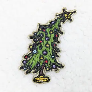Colorful Tree Embroidered Glitter HAT/POCKET Patch