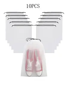 Clear Travel Organizers Storage Bag (10pcs), Drawstring Shoes Organizers, Unisex Travel Clothes Storage Bag, Shoes Storage Organizer for Travel, Outing, Daily Use, Shoe Bags