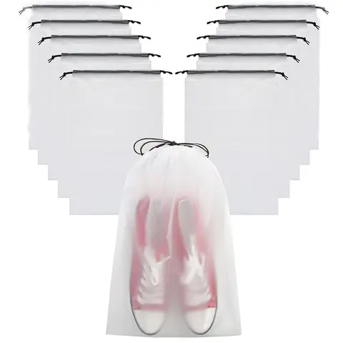 Clear Travel Organizers Storage Bag (10pcs), Drawstring Shoes Organizers, Unisex Travel Clothes Storage Bag, Shoes Storage Organizer, Shoe Bags for Travel, Outing, Daily Use