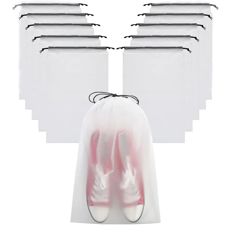 Clear Travel Organizers Storage Bag (10pcs), Drawstring Shoes Organizers, Unisex Travel Clothes Storage Bag, Shoes Storage Organizer, Shoe Bags for Travel, Outing, Daily Use