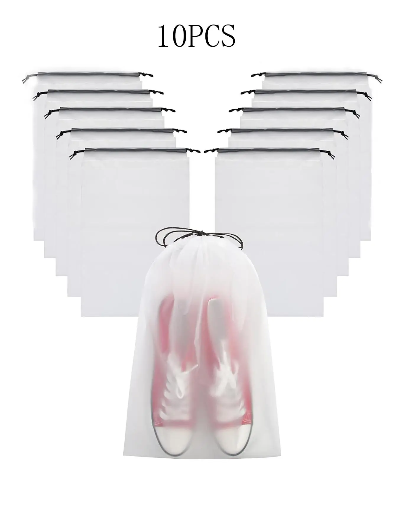 Clear Travel Organizers Storage Bag (10pcs), Drawstring Shoes Organizers, Unisex Travel Clothes Storage Bag, Shoes Storage Organizer for Travel, Outin