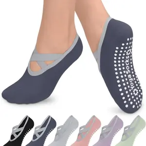 Women's Yoga Socks with Strap, Non-Slip Anti-Skid Grip Bottom, Ideal for Dance, Fitness, Workout, Home Barefoot Use, Athletic Grip Socks