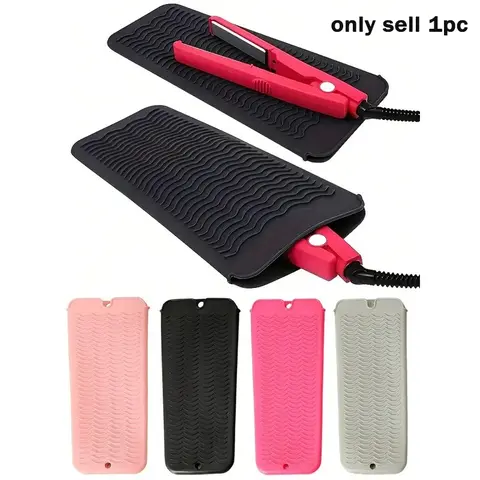 Hanging Silicone Heat Resistant Pad, Hair Straightener Storage Bag Set, Compact Cosmetic Organizer, Mini Travel Case, Salon Tools Accessories, Hair Styling Tools, Straightening Iron