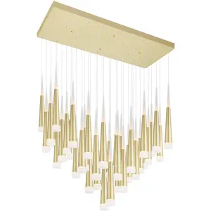 CWI Lighting Andes LED 15 inch Satin Gold Multi Light Pendant Ceiling Light 1103P38-36-602