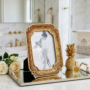 European Style Classical 3D Pattern Photo Frame, Resin Material Home Decor, Horizontal Vertical Desktop Frame, Family Photo Display