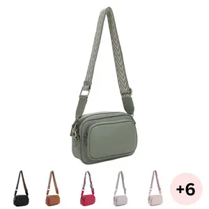 SG SUGU Brooklyn Triple Zip Camera Crossbody Bag with Adjustable Webbing Strap