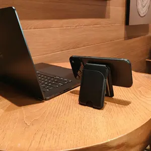 Jabees MagWallet Secure, RFID-Blocking Magnetic Wallet for iPhone with Adjustable Stand, Vegan PU Leather MagSafe Card Holder for Men & Women, Holds 4 Cards, Strong Magnet, Slim Design