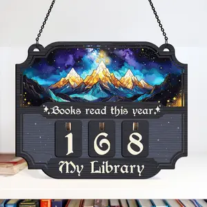 Books Read This Year Tracker Sign, Book Reading Counter, Night Court Books Tracker, Free Book Suncatcher Gift, Wooden Reading Tracker Frame, Book Lovers Gift, Home Library Bookshelf Decor