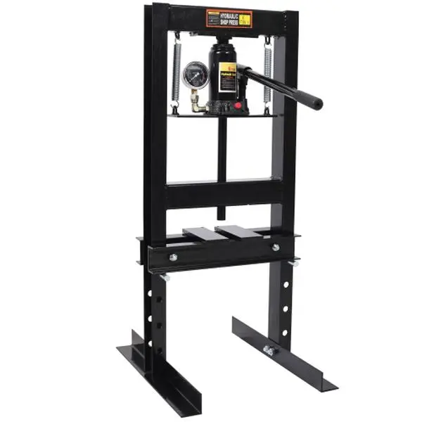6Ton Bottle Jack Shop Press with Gauge, Bend, Straighten, or Press Parts, Install Bearings, U-Joints, Bushings, Ball Joints, and Pulleys,Black