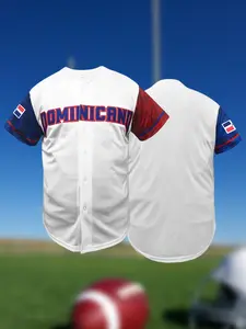 DOMINICAN Embroidery Design, Men's Baseball Jersey, Short Sleeve Breathable Shirt, Suitable for Training And Competition,Unisex,All Seasons,S-3XL