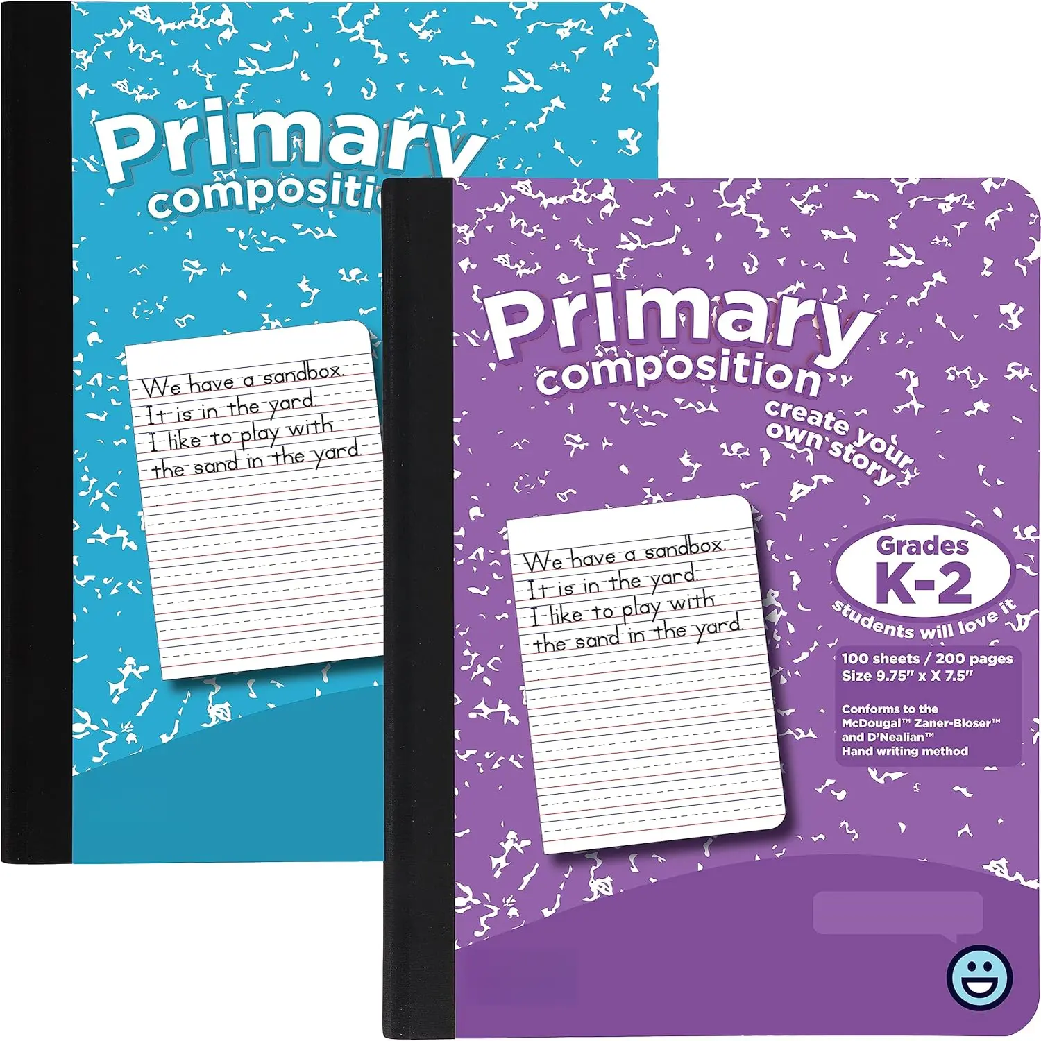 Primary Composition Notebook K-2, Primary Ruled Composition Book, Primary Composition Notebook for , 100 Sheets  Notebook, Blue and Purple (2 Pack)