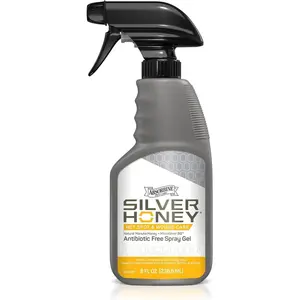 Silver Honey Hot Spot and Wound Care Spray Gel with Manuka Honey and MicroSilver BG Medicated Formula for Dogs Cats and Small Animals Soothes Heals and Protects Skin 8oz Bottle