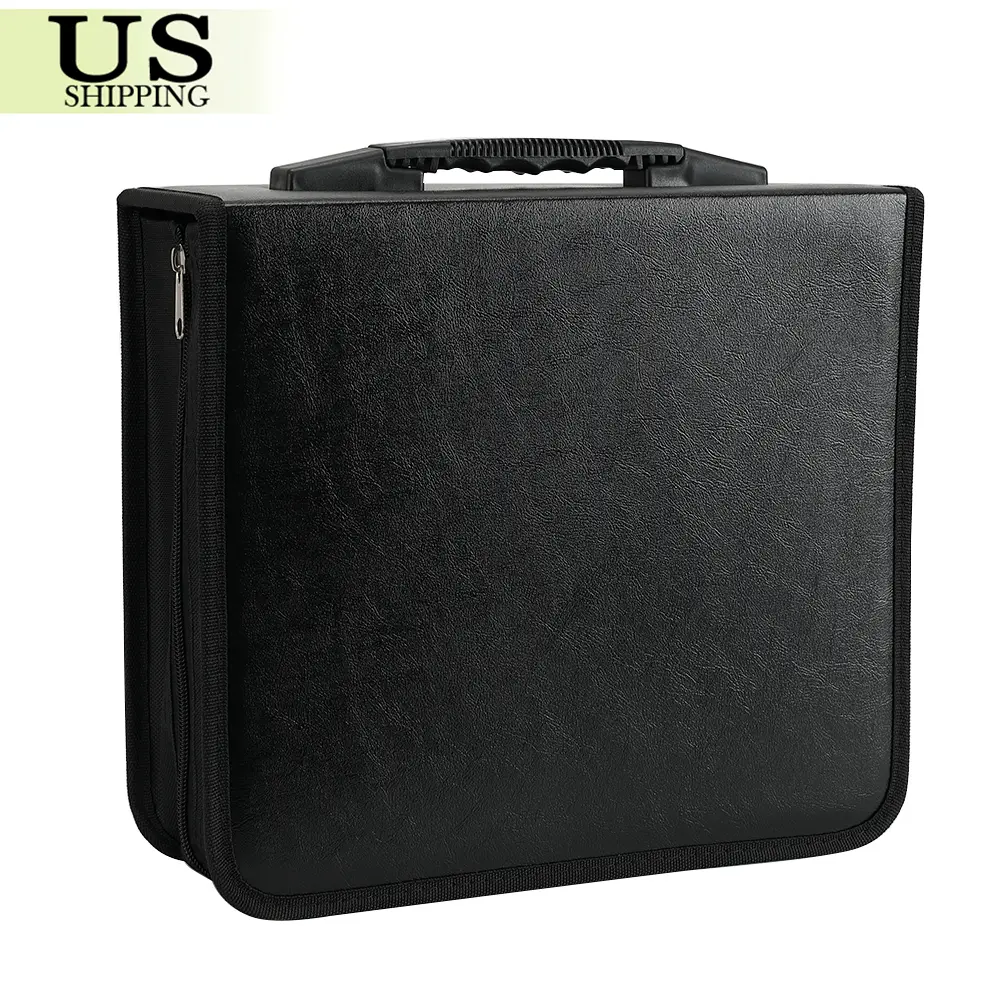 PU Leather CD Case Wallet, Large Capacity 520 Disc Holder with Secure Zip for Media Storage, Travel & Collecting CDs