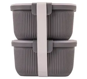 Mainstays Plastic Food Storage Snack Container, Rectangle, Grey, 19oz Capacity