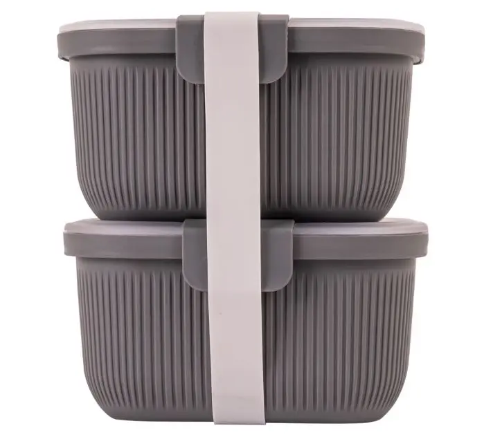 Mainstays Plastic Food Storage Snack Container, Rectangle, Grey, 19oz Capacity