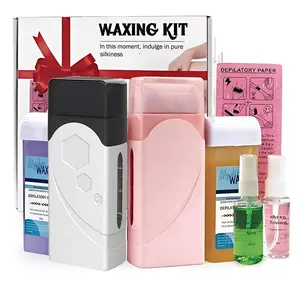 Roll on Wax Kit, Waxing Kit for Women Men, Roll on Waxing Kit for Hair Removal, Wax Roller Kit for All Skin Types , Hair Removal with Soft Cartridges and Strips