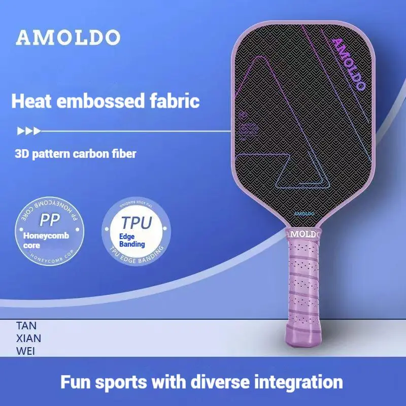 USA-Certified! HTPICK T800 Carbon Fiber Pickleball Paddle  Hot-Pressed 3D Textured Honeycomb Core (Shock Absorb + High Elastic) 418x190mm Size