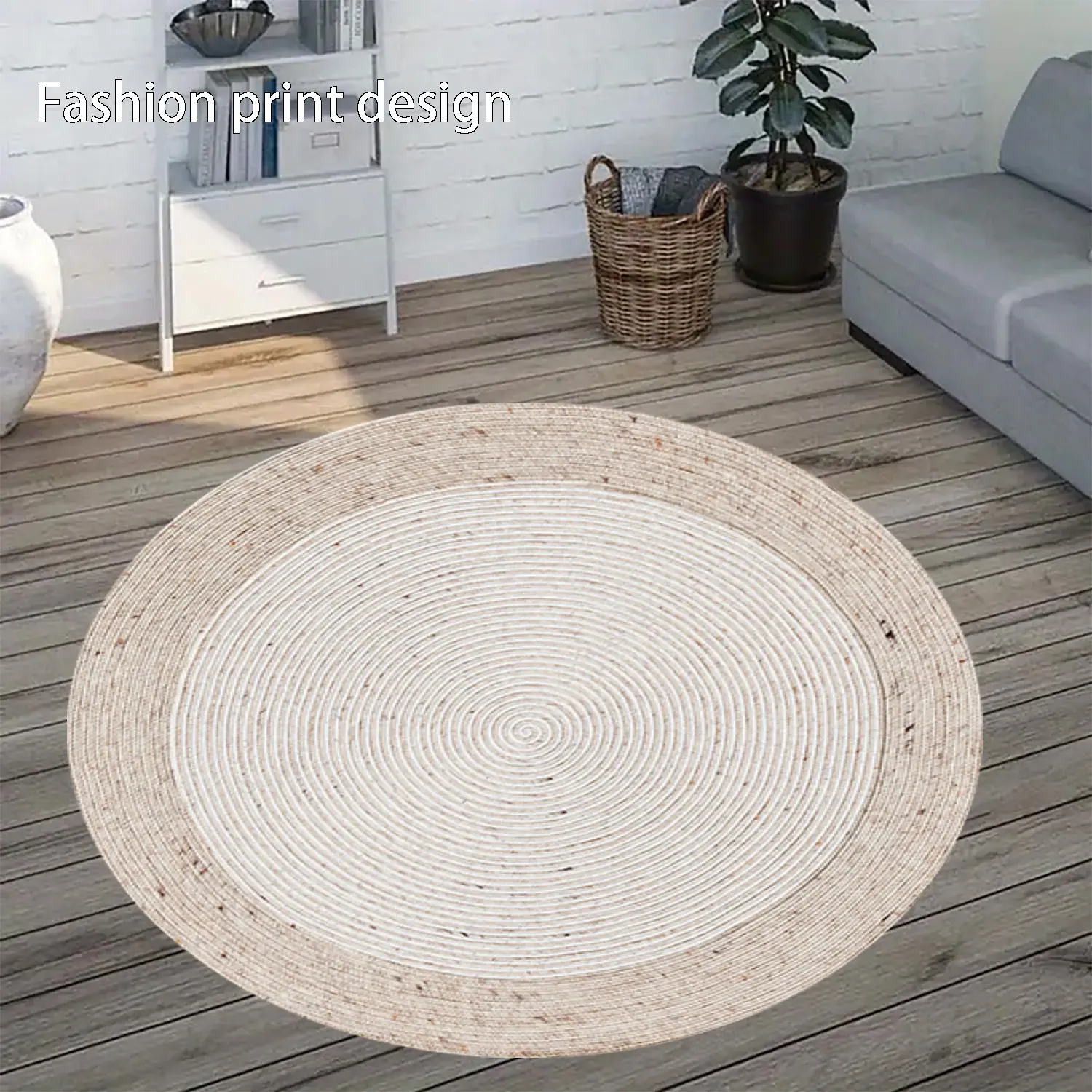 1 light printed 2D circular pattern floor mat, Round Rug, Home Decorative Rug, House Decor Rug, suitable for bedroom, living room, balcony, and other places, available in all seasons