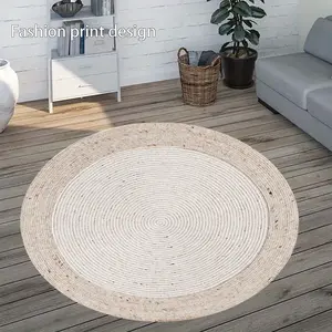 1 light colored printed 2D plan circular pattern floor mat, Round Rug, suitable for bedroom bedside decoration, living room home decoration, balcony decoration, hotel decoration, entrance, kitchen, bathroom and other places, available in all seasons