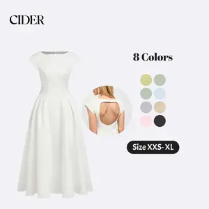 Cider Boat Neck Cut Out Backless Ruffle Maxi Dress