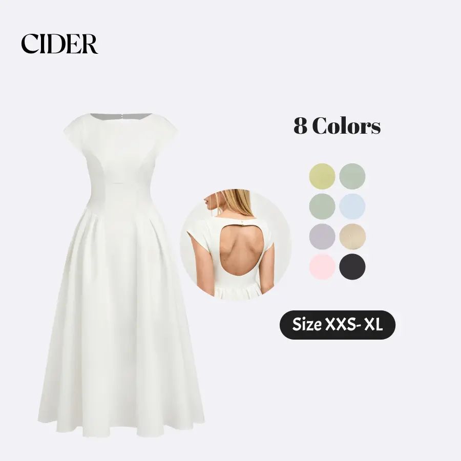 Cider Boat Neck Cut Out Backless Ruffle Maxi Dress Cider Boat Neck Cut Out Backless Ruffle Maxi Dress