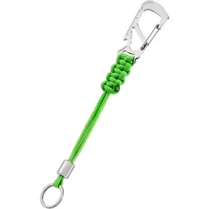 KC04 Paracord  Carabiner Clip, Braided Lanyard with Stainless Steel Key Ring and Bead for Hanging Bottles