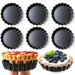 8pcs Mini Tart Pan Set - Heavy-Duty Bakeware with Removable Bottom, Nonstick Carbon Steel Mini Tarts Suitable for Quiche, Pie Crusts, Cakes - Perfect for Birthday, Christmas, Pie-Making & French Desserts (Ideal for gifting)