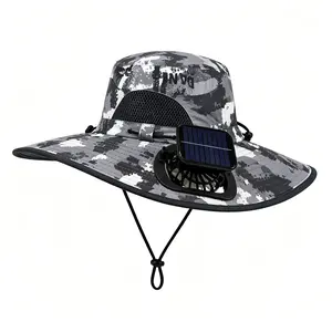 Cooling Fan Hat for Men & Women, UPF 50+ Wide Brim Sun Protection Hat with Built-in Fan, USB Rechargeable, Waterproof Outdoor Cap, Breathable Mesh for Fishing, Golf, Hiking, Gardening, Camping & Sports, Father's Day Gift for Dad