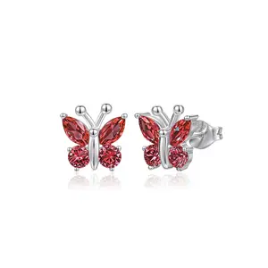 Molenia Birthstone Butterfly Stud Earrings, Hypoallergenic Earrings Set (Single Pair)