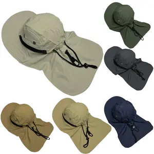 Outdoor Sun Hat with Neck Flap, UV Protection, Wide Brim, for Fishing, Hiking, Working