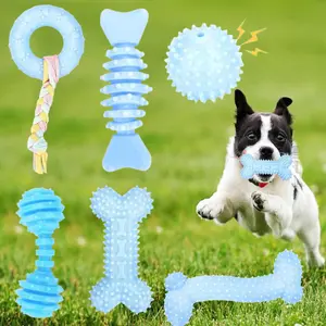 Puppy Toys 6pcs Cute Blue Small Dog Toys Puppy Teething Toys Puppy Chew Toys Soft and Durable Interactive Chew Toys for Small Dogs