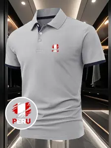 Peru National Flag Print Men's Polo Shirt - Stylish & Versatile, Comfortable & Breathable Fabric, Ideal for Summer Outdoor Sports & Daily Wear, New Style Casual Sports Collared Shirt