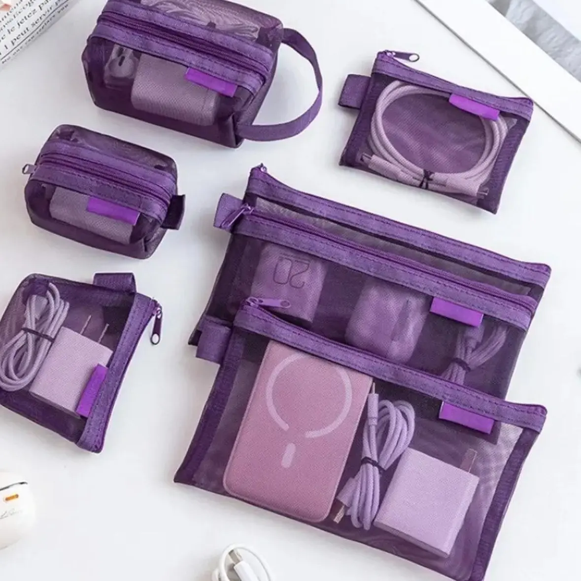 6-Pack Minimalist Transparent Mesh Coin Bag Organizer Set - Wear-Resistant, Lightweight Compact Portable Mini Zipper Coin Pocket Pouches for Cards, Keys, Daily Shopping & Outdoor Trips,back to school,back to school haul