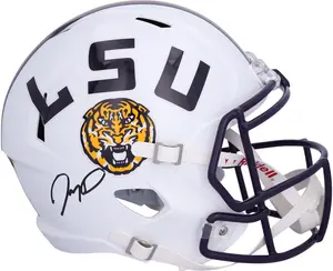 Jayden Daniels LSU Tigers Autographed White Riddell Speed Replica Helmet - Fanatics Authentic Certified