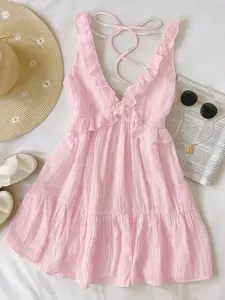 VYNCE Ruffle mini dress ruffle strap flowy summer vacation beach outfit