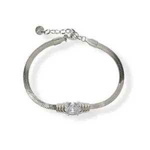 Gem Herringbone Adjustable Bracelet Elegant Minimalist Bangle Personalized Jewelry