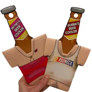 2pk REDNECK Hillbilly Hairy Chest / Thong Tramp Stamp Koozie Beer Can Bottle Holders