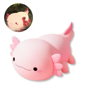 Kawaii Axolotl Night Light,Dimmable Silicone Animal Nursery Night Light,Adorable Rechargeable Squishy Novelty Bedside Touch Lamp,Baby Room Decor, Pink Night Light for Kids Teens Girls Lovers