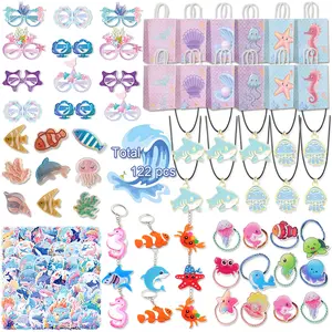122 Pcs Ocean Animal Party Supplies, Party Favors Assortment, Sea Theme Birthday Gift Bags, School Classroom Prizes, Birthday Rewards, Party Celebration Gifts