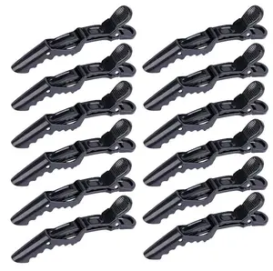12pcs Alligator Hair Clips – Wide Teeth, Double-Hinged Styling & Sectioning Clips for Salon Quality (Black)