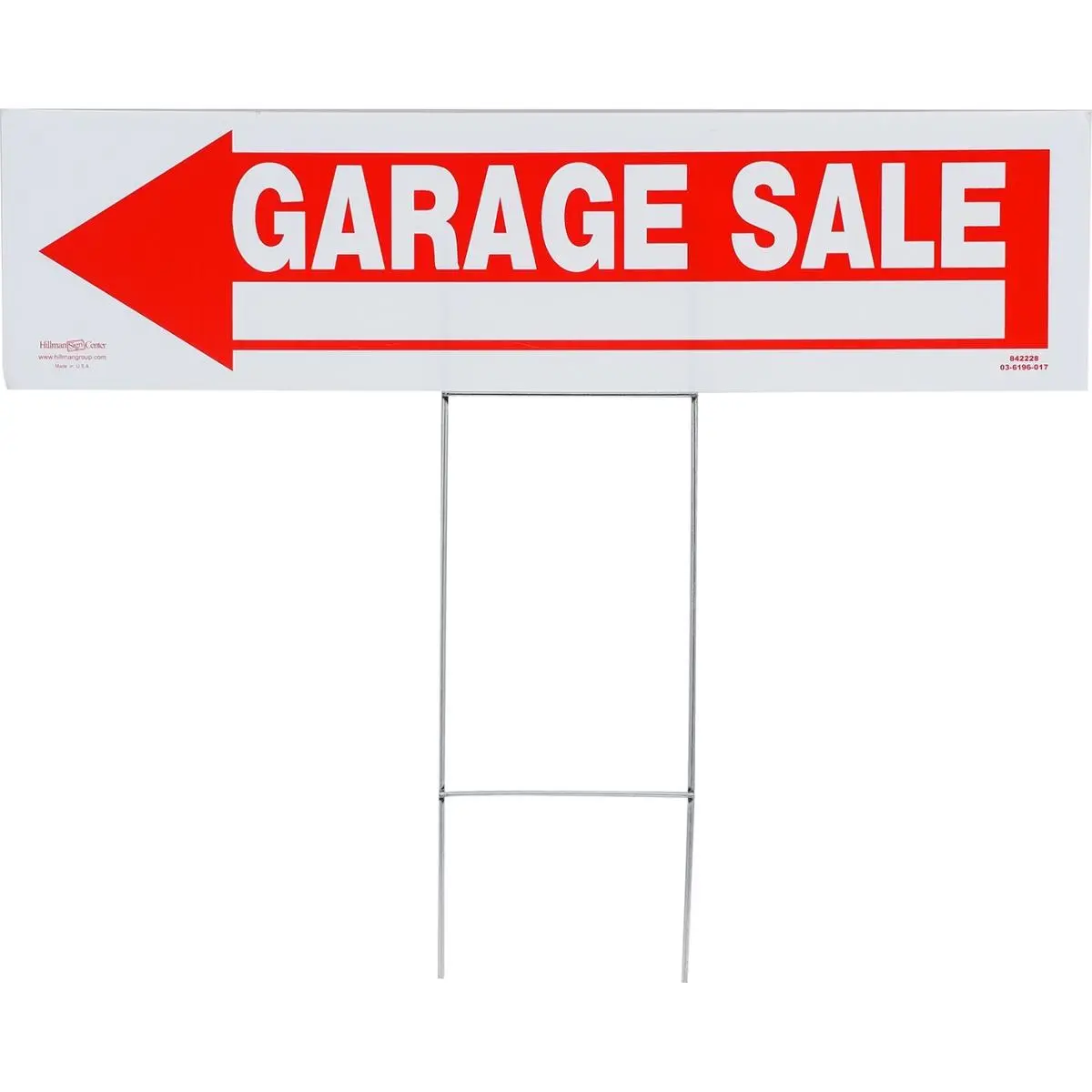 Hillman Group 842228 6 x 24 in. Red & White Corrugated Plastic Arrow Garage Sale Sign pack of 6