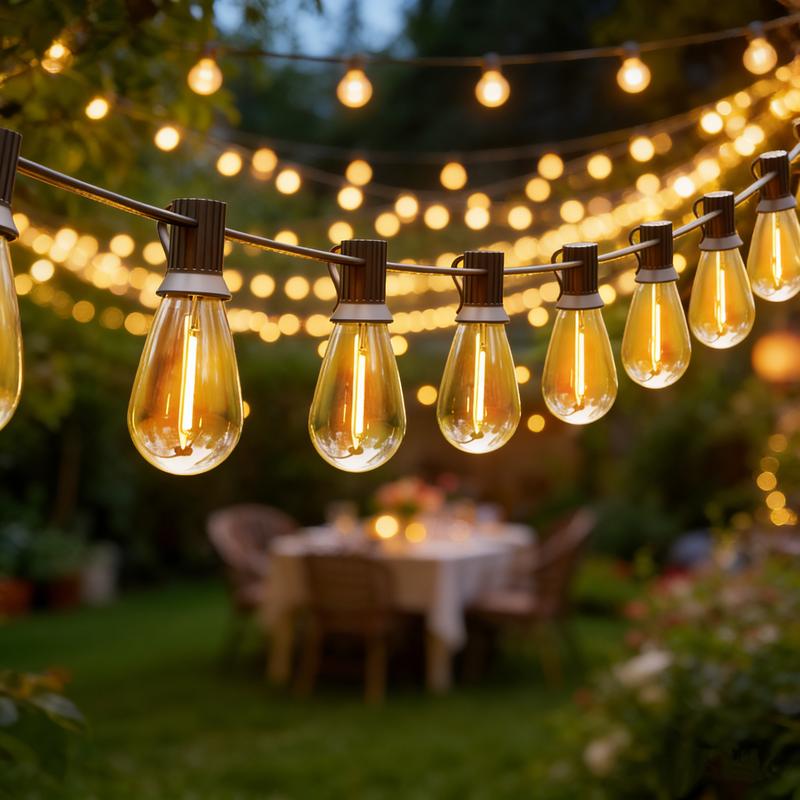 DAYBETTER Outdoor String Lights, S14 LED Patio Lights with Edison Vintage Bulbs, for Porch Backyard Bistro, Shatterproof for Christmas decorations.