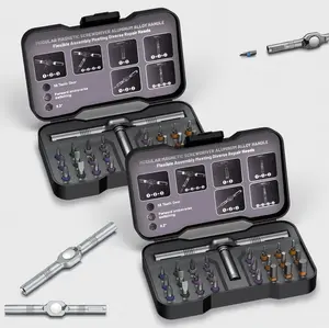 2 Set 24-in-1 Magnetic Screwdriver Set, MultifunctionalScrewdriver Drill Bit Set, Household Repair ToolKit with Detachable T-shaped Ratchet Handle
