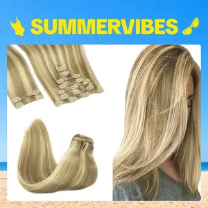 GOO GOO Hair Extensions Clip in Hair Extensions Real Human Hair Natural Straight Remy Hair Clip ins for Women#Summervibes