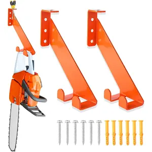 3 in 1 Chainsaw Holder 10" - Heavy Duty Chainsaw Wall Mount, 10 Gauge Steel Chain Saw Hanger for Garage Organization, Hefty Rack Storage Organizer for Chainsaw Accessories and Tools, 180lbs Capacity