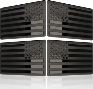 4Pcs USA American Metal Flag Auto Fender Emblem, Embossed 3D Metal Adhesive Sport Truck Car Badge, USA Flag Decal for for Auto SUV Truck Motorcycle (Black) decal sticker