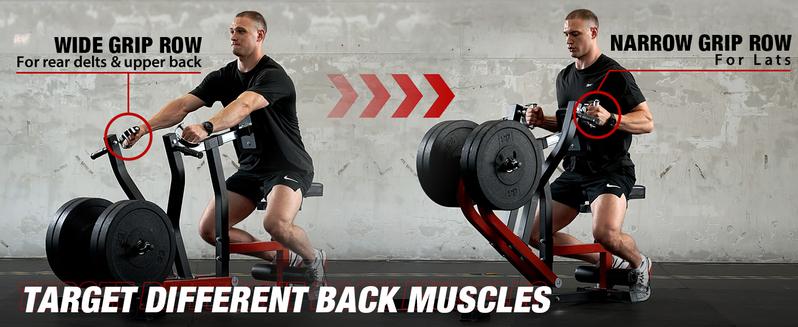 Seated Row Machine, Back Machines Home Gym Plate Loaded, Adjustable Back Workout Equipment LAT Machine, with Independent Arms & Multi Grip Positions, 400LBS Capacity