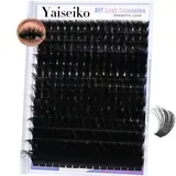 Yaiseiko 300D Cluster Lashes Kit for Adults, 12-25mm Thick Long D Curl Cross Dramatic Make Up Lashes, 224Pcs Wispy Waterproof Soft False Eyelashes for DIY Home Application